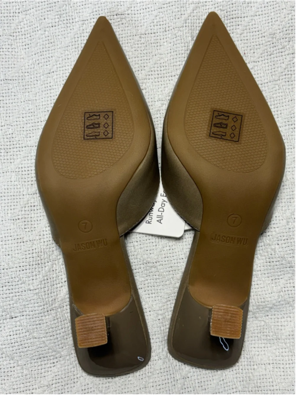 Jason Wu Taupe Pointed Toe Mule Heels Size 7 NIB Minimalist Normcore 